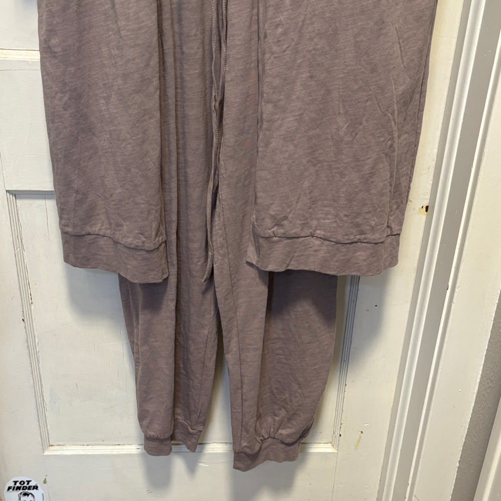 Three Bird Nest Mocha Tan Brown Long Sleeve Jumpsuit Cardigan Set Large - Picture 5 of 16